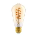 Produktbild: EGLO E27 Lampe, Spiral LED Glühbirne, Vintage Leuchtmittel amber für Retro Beleuchtung, 4 Watt (entspricht 26 Watt), 270 Lumen, warmweiß, 2200k, Edison Birne ST64, Ø 6,4 cm