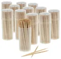 Produktbild: com-four® 1200x Zahnstocher aus Holz - Zahnhölzer für den täglichen Gebrauch - Toothpicks in Spenderbox - hölzerne Zahnstecher - 6,5 cm (1200 Stück - Set1)
