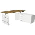 Produktbild: Komplettarbeitsplatz Move 3 180x80x72-120 mit Sideboard silber/eiche