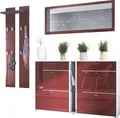 Produktbild: Vladon Garderoben-Set Orlando mit Schuhschrank, Germany, Wandpaneel und Wandspiegel, Weiß matt/Bordeaux Hochglanz