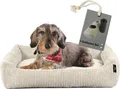 Produktbild: Rohrschneider Hundebett Hundekorb Cordstoff mit Hundekotbeutelset, Farbe:beige, Muster:Cordstoff breit
