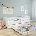 Produktbild: Kids Collective Kinderbett 70x140 / 80x160 Komplett Set inkl. Matratze, Lattenrost, Schublade & Rausfallschutz | Einzelbett für Kinder von 2 – 1... - Weiß