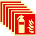 Produktbild: Feuerlöscher Schild 6 Stück PVC Nachleuchtend selbstklebend 15x15 cm Brandschutz