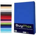 Produktbild: Buymax Spannbettlaken StyleHeim Jersey aus 100% Baumwolle, Jersey, Gummizug: Rundumgummi, Pflegeleicht und Atmungsaktiv in Verschiedenen Farben und Größen blau 90 cm x 200 cm