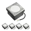 Produktbild: ledscom.de 5x LED Pflasterstein Bodeneinbauleuchte NEOLUM für außen, IP67, eckig, 10 x10cm, inkl. GX53 Leuchtmittel, 51lm, warmweiß
