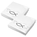 Produktbild: itenga 40x Servietten Fisch grau Kommunion Konfirmation Taufe modern zeitlos neu