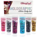 Produktbild: Holografisches Glitzer Gesichts und Körpergel, 6 Stück, Kosmetik Glitzer, Körperglitzer, Haarglitzer, Festival Glitzergel