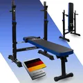 Produktbild: Fjoerdesports Hantelbank mit Ablage, Verstellbare Höhe & Klappbar, Schwerlast Gewichtheben, Heimtraining, Home Gym, Dip-Station, Fitnessstudio, Multifunktion Trainingsbank - Blau/Schwarz
