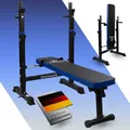 Produktbild: Fjoerdesports Hantelbank mit Ablage, Verstellbare Höhe & Klappbar, Schwerlast Gewichtheben, Heimtraining, Home Gym, Dip-Station, Fitnessstudio, Multifunktion Trainingsbank - Blau/Schwarz