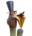 Produktbild: Deko-Impression Tierfigur Zaunfigur Zaunhocker Gartendeko lustiger Rabe m. Schirm geschl. 17 cm (1 St)
