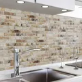 Produktbild: danario Küchenrückwand selbstklebend - Matt - Spritzschutz Küche - versteifte PET Folie - 0,4 mm - Ziegelsteine - 60cm x 400cm