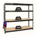 Produktbild: PROREGAL Profi Schwerlastregal Rhino EXTRA BREIT schwarz HxBxT 180x200x60cm Fachlast 500kg 4X Spanplatten-Ebenen 16mm Garagenregal, Lagerregal, Steckregal, Weitspannregal