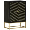 Produktbild: vidaXL Sideboard mit 2 Türen Schwarz Gold 55x30x75 cm Massivholz Mango