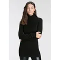 Produktbild: Rollkragenpullover LAURA SCOTT, Damen, Gr. 32 (XS), schwarz, Feinstrick, Obermaterial: 70% Viskose, 30% Polyamid, unifarben, Basic, sehr figurbetont hüftbedeckend, hoch geschlossener Ausschnitt, Rippbündchen, Pullover Rollkragenpullover, Feinstrick in figurbetonter Longform