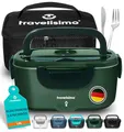Produktbild: TRAVELISIMO Elektrische Lunchbox 80W Warmhaltebox Für Essen, 1,5L Aufwärmbehälter Für Essen 3-in-1 Electric Lunch Box, Selbsterhitzende Dosen 12V/24V/220V, für Arbeit Auto Lkw Lunchbox Elektrisch