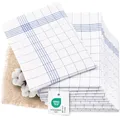 Produktbild: ZOLLNER 12er Set Geschirrtücher Halbleinen in 50x70 cm - super saugstarke und fusselfreie Küchentücher – waschbar bis 95°C – in blau weiß kariert - Gastronomiequalität - Oeko Tex® Zertifiziert