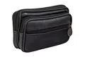 Produktbild: GÜRTELTASCHE Leder schwarz (Querformat groß) - Hüfttasche Bauchtasche Gürtel Tasche Handytasche Geldbörse Handy schwarz Hüfttasche Reisen Wandern Laufen Joggen Reise Wanderung Outdoor Sport