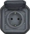 Produktbild: Legrand PLEXO New Aufsatz für Feuchtraum Steckdose inklusive Klappdeckel, Berührungsschutz, IP44 anthrazit 069859L