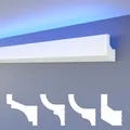 Produktbild: HEXIMO LED Stuckleisten klassisch, XPS Styropor indirekte Beleuchtung Wand & Decke Sockelleisten Lichtvoutenprofil (Muster HLED 4)