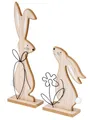 Produktbild: levandeo Osterhasen H19-30cm MDF Holz Natur Metall Ostern Tischdeko 2er Set Hase Osterdeko Frühling Aufsteller Figur