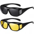 Produktbild: 2 Stück Autofahrer Nachtsichtbrille Sonnenbrille Nachtfahrbrille Überbrille