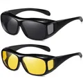 Produktbild: 2 Stück Autofahrer Nachtsichtbrille Sonnenbrille Nachtfahrbrille Überbrille