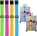 Produktbild: 4x Kofferband Set bunt - vier Farben - Koffergurt verstellbar - Luggage Strape