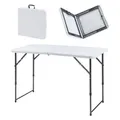 Produktbild: [en.casa] Höhenverstellbarer Klapptisch Adelfia Gartentisch klappbarer Outdoor-Tisch Falttisch aus Kunststoff Campingtisch 120x60cm Weiß