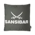 Produktbild: Sansibar Sylt Dekokissen »Outdoor Kissen (1 Stück), Dekokissen Logodruck, 45x45 cm, mit Kissenfüllung, Wasser- und schmutzabweisend«, in- und Outdoor geeignet (anthrazit/Offwhite)