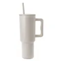 Produktbild: Simple Modern Thermobecher mit Strohhalm und Griff | Isolierter Edelstahl-Trinkbecher Eiskaffee-Reisebecher | Geschenke für Frauen und Männer | Trek | 1180ml | Almond Birch