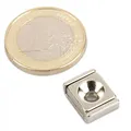 Produktbild: Neodym Flachleiste 10 x 13 x 5 mm mit Bohrung und Senkung (magnets4you) - bis 2,7 kg Haftkraft | Leistenmagnet schraubbar länglich | sehr stark Werkstattmaget, U-Profil, Haltemagnet