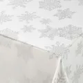 Produktbild: Lurex Tischdecke Tafeldecke, Silber oder Gold glänzend, Weihnachtstischdecke (Eckig 140x220 cm, Schnee Weiß-Silber)