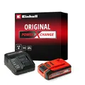 Produktbild: Original Einhell 4 Ah PLUS Power X-Change Starter Kit (1x 18 V 4 Ah PLUS Akku, 1x 3 A Ladegerät, 75 min Ladezeit, passend für alle Power X-Change Geräte)