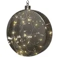 Produktbild: LED Glas Disc 12 cm warm weiß beleuchtet - transparent anthrazit - Weihnachtsdeko Kugel Batterie betrieben mit Timer - Weihnachten Advent Deko Beleuchtung Stimmungslicht (grau)