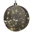 Produktbild: LED Glas Disc warm weiß 12 cm - grau - Weihnachten Deko Kugel Batterie Timer