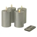 Produktbild: Fachhandel Plus LED Kerzen mit Timer – Stumpenkerzen aus Echtwachs mit 3D Flamme & Fernbedienung – LED Echtwachskerzen in verschiedenen Farben & Größen – Ø 6,5/7,5 cm (Silber, 15 x 7,5 cm)