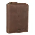 Produktbild: STILORD 'Giannis' Mini Leder Portemonnaie Herren RFID Brieftasche Hochformat Geldbörse Klein mit Reißverschluss Vintage Wallet aus echtem Leder, Farbe:Kreta - braun