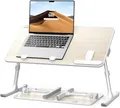 Produktbild: Tisch, laptoptisch, SAIJI Laptop Ständer,Frühstückstablett, 5 Höhen, 4 Winkel, Stabiler Klapptisch für Bett Sofa Schreibtisch, bis zu 17'' Laptop (60 * 33cm Teak)