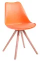 Produktbild: CLP Retro-Stuhl Toulouse Rund Mit Kunstlederbezug | Kunststoff-Lehnstuhl Mit Holzgestell Farbe orange Gestell Farbe Natur