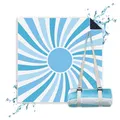 Produktbild: NAYA Studios® Picknickdecken (Sonne Blau) - extra große Picknickdecke 200x200 cm - waschbare Campingdecke - Stranddecke XXL - Picknickdecke wasserabweisend - Decke Outdoor - Strandmatte gepolstert