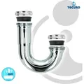 Produktbild: Tecuro - Siphonbogen ø 32 mm, komplett mit Verschraubungungen 1 1/4 Zoll und Dichtungen, Messing verchromt