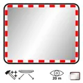 Produktbild: Edelstahl-Verkehrsspiegel mit Kunststoffrahmen, rot/weiß, rechteckig, 80 x 60 cm
