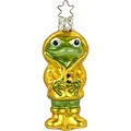 Produktbild: Christbaumschmuck Glas 8.5cm Frosch in Regenjacke mundgeblasen handbemalt Weihnachtskugeln grün gelb