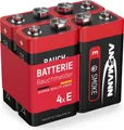 Produktbild: ANSMANN Rauchmelder Alkaline Batterie 9V E-Block, 4 Stück