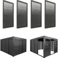 Produktbild: 4er-Set Aluminium Schiebetür für Pergola MCW-L46, Terrassenüberdachung, Lamellenpaneel Modul, 206x369cm  anthrazit