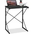 Produktbild: Schreibtisch Klein, Hxbxt 75 X 60 X 40 Cm, Kompakter Computertisch, Laptop Arbeitstisch, Mdf & Metall, Schwarz - Relaxdays