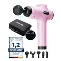 Produktbild: SPORTINATOR® Level Up Massagepistole inkl. verschiedener Aufsätze und Tragetasche, elektrisches Handmassagegerät mit USB-C-Anschluss und LCD-Touchscreen (Pink)