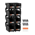 Produktbild: Uimoso 8er Set Lager- und Stapelboxen mit Sichtfenster, 276x140x130mm, Schwarz