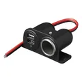 Produktbild: Aufbau Steckdose Zigarettenanzünder 12 und 24V, 2x USB Ladegerät KFZ Stecker BWI
