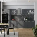 Produktbild: Vicco - Komplettküche R-line, Schwarz Beton/anthrazit, 350 Cm , Ap Marmor